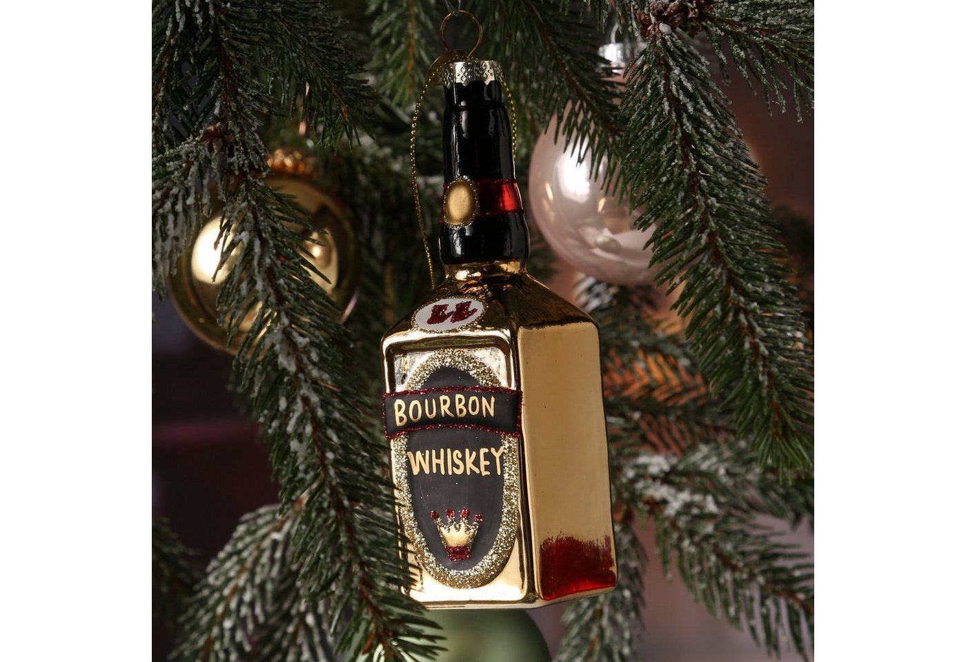 MARELIDA Christbaumschmuck Weihnachtsbaumschmuck BOURBON WHISKEY Flasche Glas H: 14,2cm von MARELIDA