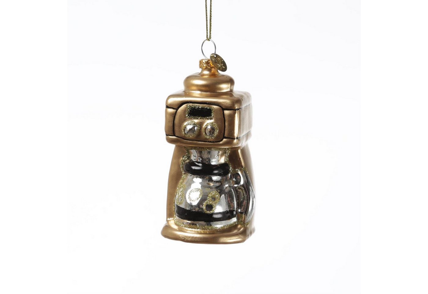 MARELIDA Christbaumschmuck Weihnachtsbaumschmuck Filterkaffee Glas Kaffeemaschine H: 9cm gold von MARELIDA