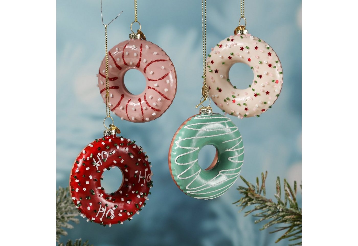 MARELIDA Christbaumschmuck Weihnachtsbaumschmuck Glas Donut mit bunten Streuseln H: 8,5cm 4er Set MARELIDA Christbaumschmuck Weihnachtsbaumschmuck Glas Donut mit bunten Streuseln H: 8,5cm 4er Set von MARELIDA