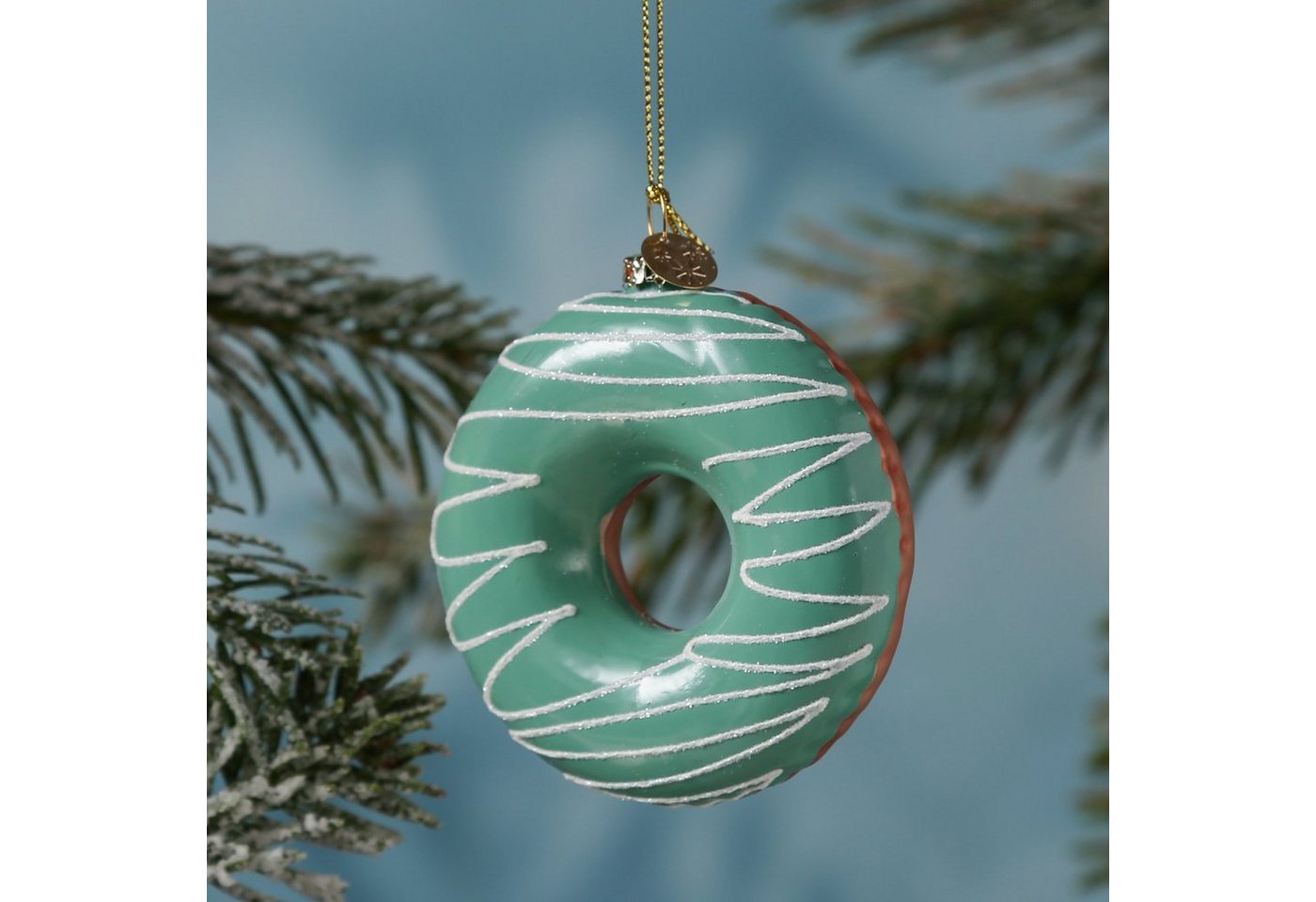 MARELIDA Christbaumschmuck Weihnachtsbaumschmuck Glas Donut mit bunten Streuseln H: 8,5cm blau von MARELIDA