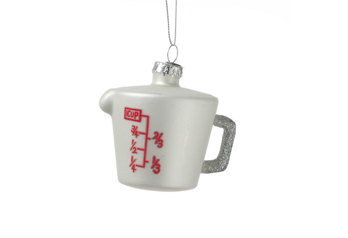 MARELIDA Christbaumschmuck Weihnachtsbaumschmuck Messbecher Glas Küchenhelfer H: 7,5cm weiß von MARELIDA