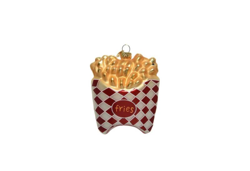 MARELIDA Christbaumschmuck Weihnachtsbaumschmuck Pommes Frites Tüte Fast Food Glas H: 11cm von MARELIDA