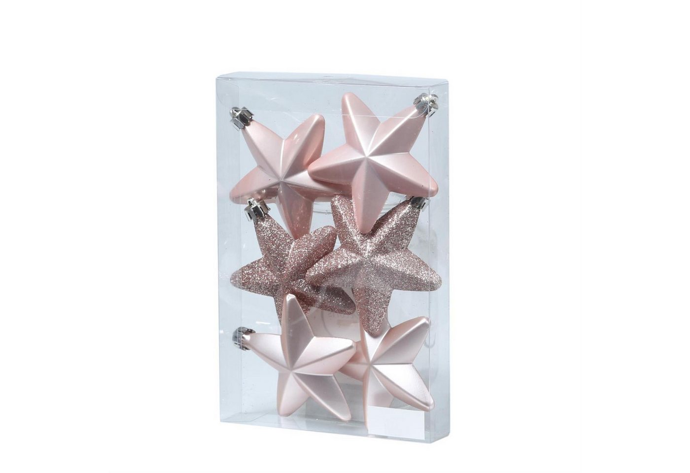 MARELIDA Christbaumschmuck Weihnachtsbaumschmuck Sterne bruchfest glänzend glitzernd rosa 6St. von MARELIDA