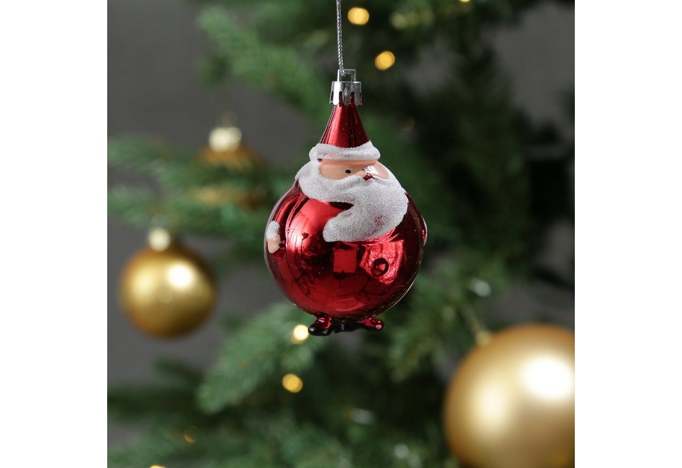MARELIDA Christbaumschmuck Weihnachtsbaumschmuck Weihnachtsmann bruchfest glänzend H: 9cm von MARELIDA