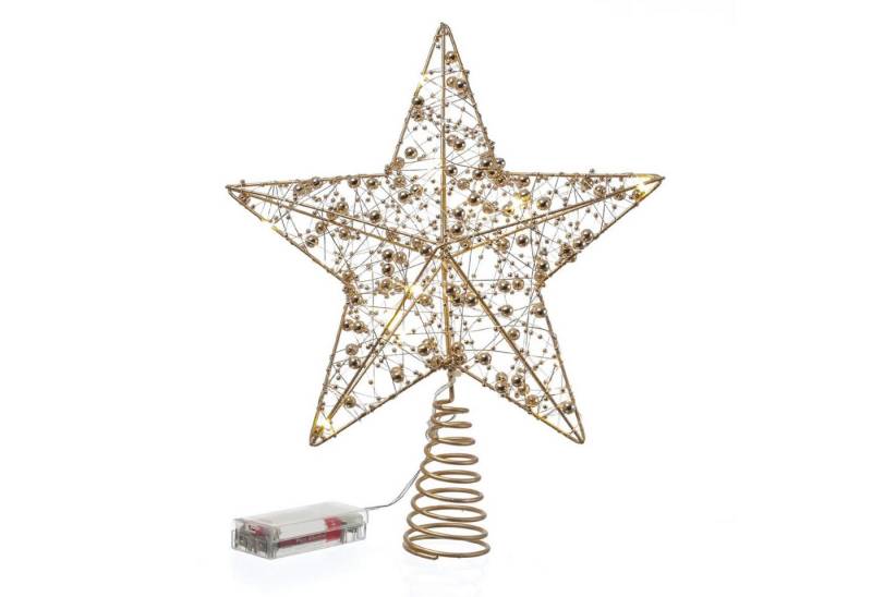 MARELIDA Christbaumspitze LED Weihnachtsbaumspitze Stern mit Perlen beleuchtet Timer 29cm gold MARELIDA Christbaumspitze LED Weihnachtsbaumspitze Stern mit Perlen beleuchtet Timer 29cm gold von MARELIDA