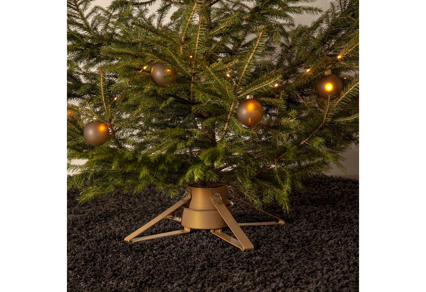 MARELIDA Christbaumständer Weihnachtsbaumständer Baumöhe bis 2,6m Wassertank 0,9l gold (1-tlg) von MARELIDA