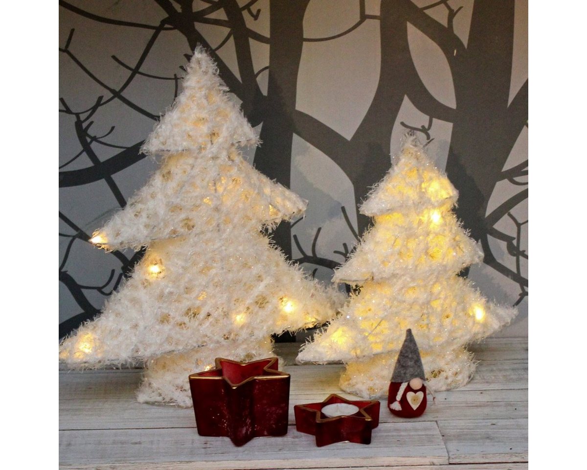 MARELIDA Dekobaum LED Tannenbaum mit Schnee 15 warmweiße LED H: 40cm Batteriebetrieb von MARELIDA