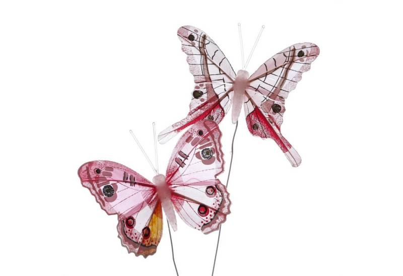 MARELIDA Dekofigur Deko Schmetterlinge am Draht Tischdeko Frühling Hochzeit Ostern 6St. (6 St) von MARELIDA