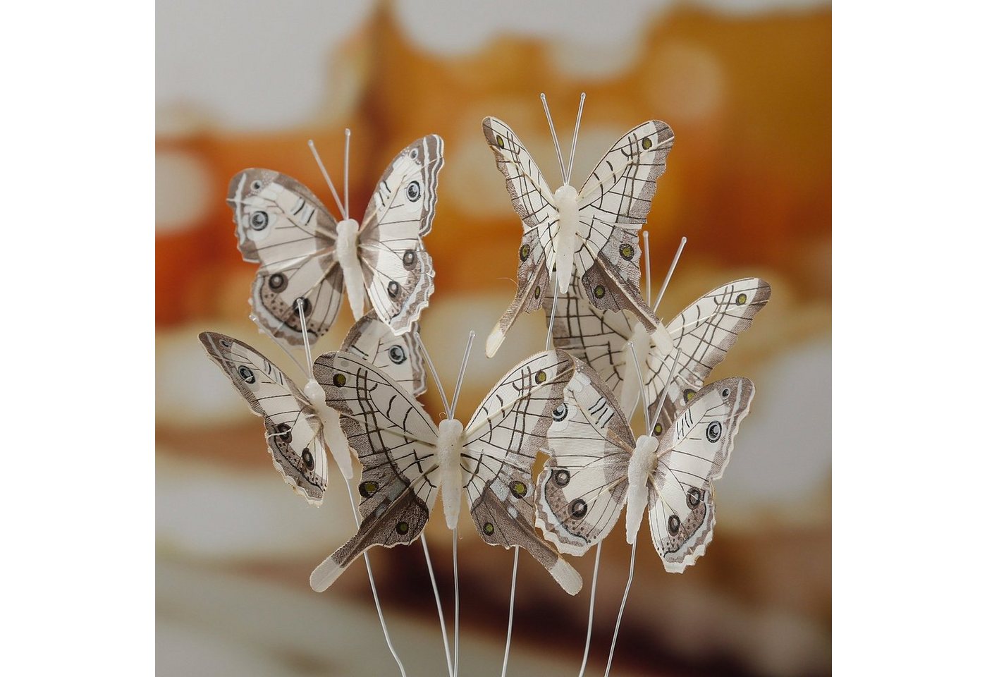 MARELIDA Dekofigur Deko Schmetterlinge am Draht Tischdeko Frühling Hochzeit Ostern 6St. (6 St) von MARELIDA