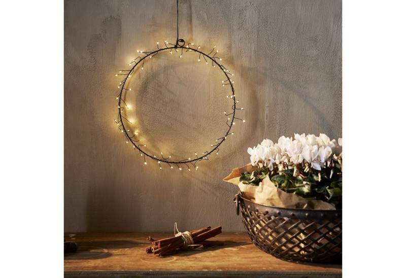 MARELIDA Dekokranz LED Kranz Draht Türkranz Wandkranz Leuchtkranz 80LED D: 30cm Batterie von MARELIDA