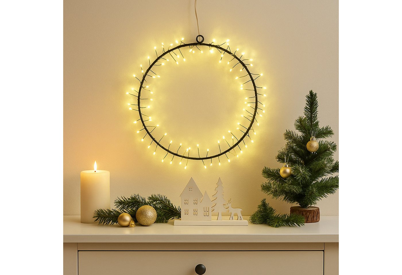 MARELIDA Dekokranz LED Kranz Türkranz Weihnachtskranz Lichtkranz 130LED D: 30cm Batterie MARELIDA Dekokranz LED Kranz Türkranz Weihnachtskranz Lichtkranz 130LED D: 30cm Batterie von MARELIDA