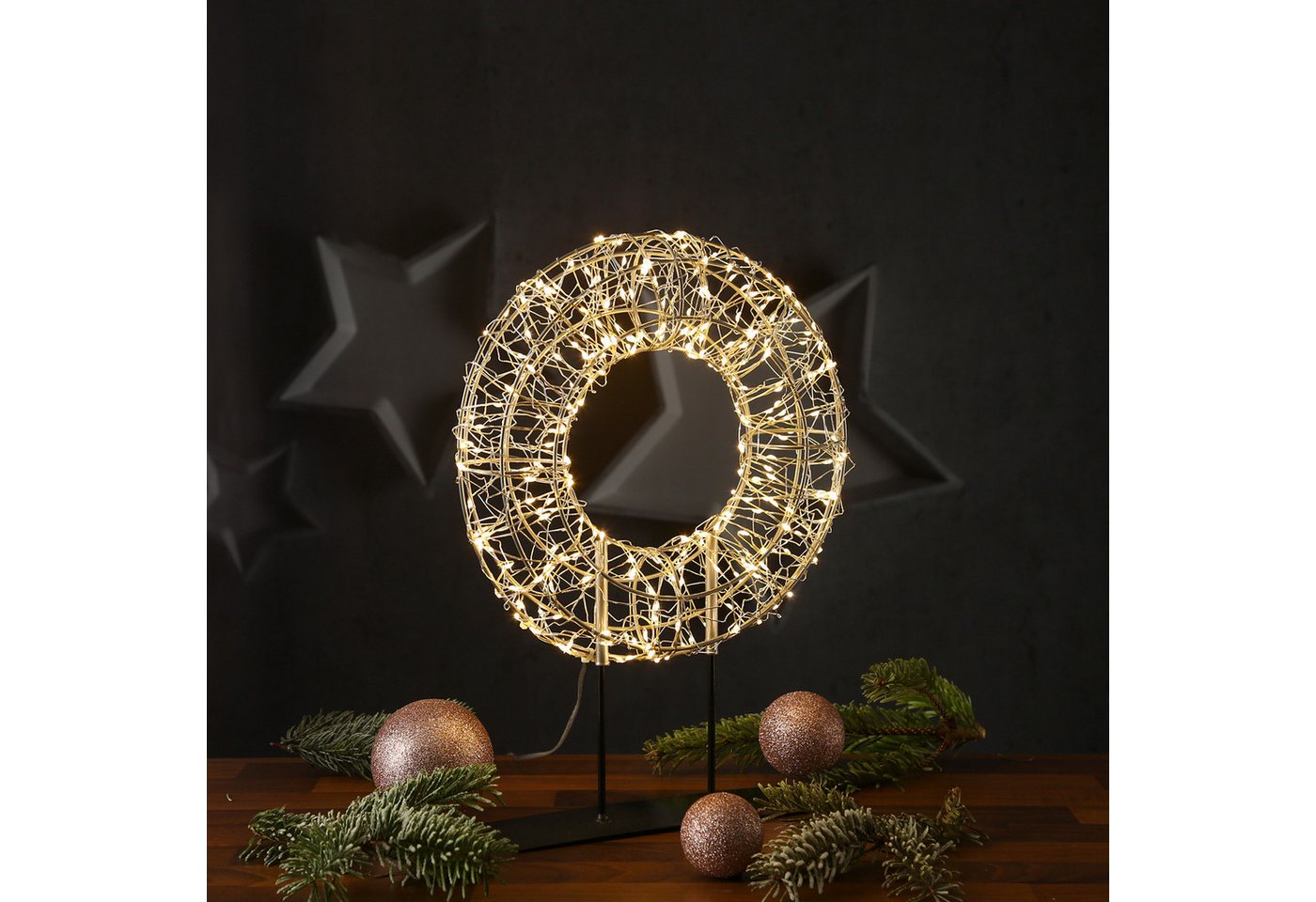 MARELIDA Dekokranz LED Kranz Weihnachtskranz stehend Tischkranz Leuchtkranz H: 38cm MARELIDA Dekokranz LED Kranz Weihnachtskranz stehend Tischkranz Leuchtkranz H: 38cm von MARELIDA
