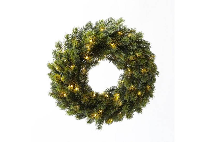MARELIDA Dekokranz LED Tannenkranz Türkranz Adventskranz beleuchtet Timer Batterie 40cm von MARELIDA