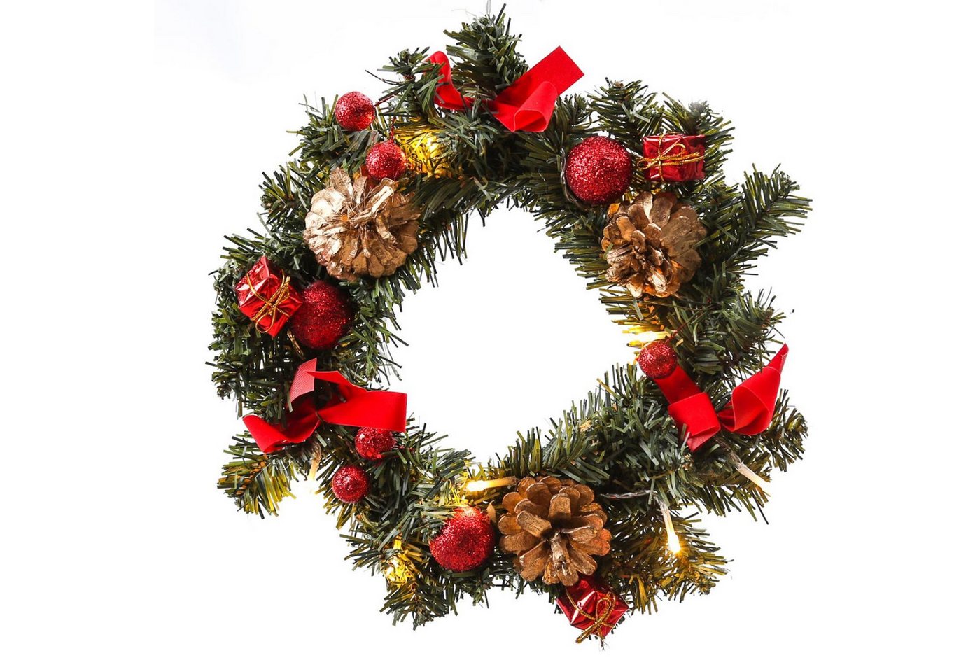 MARELIDA Dekokranz LED Tannenkranz Türkranz Weihnachtskranz D: 30cm 10 LED Innen rot gold MARELIDA Dekokranz LED Tannenkranz Türkranz Weihnachtskranz D: 30cm 10 LED Innen rot gold von MARELIDA