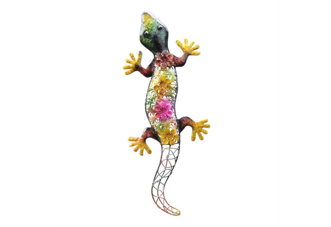 MARELIDA Dekoobjekt Wanddeko Gecko bunter Wandschmuck Eidechse Terrasse Hauswanddeko 55cm (1 St) von MARELIDA