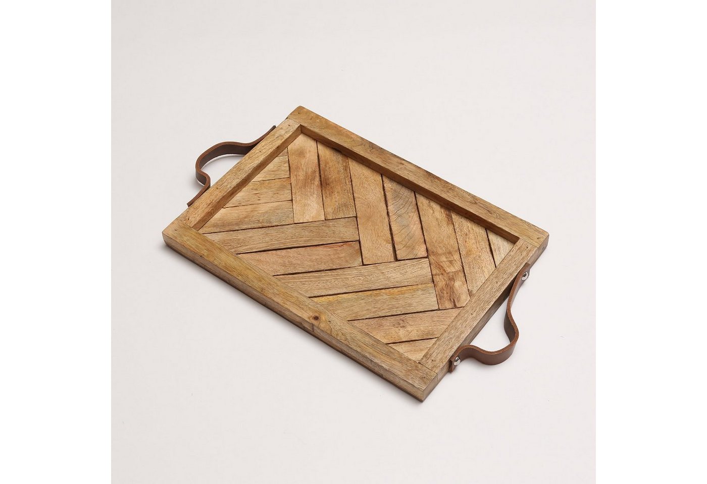 MARELIDA Dekotablett Tablett Holz Kerzentablett Serviertablett rechteckig Mangoholz 54cm von MARELIDA