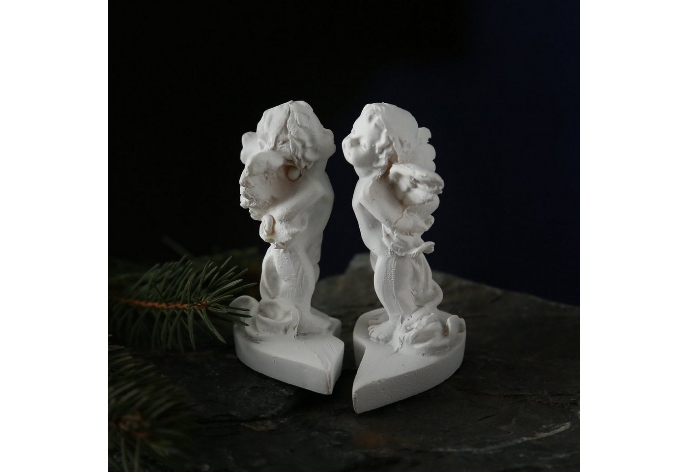 MARELIDA Engelfigur Engelspaar küssend Gartenfigur Grabschmuck Grabengel 7 x 5 x 4,5cm von MARELIDA