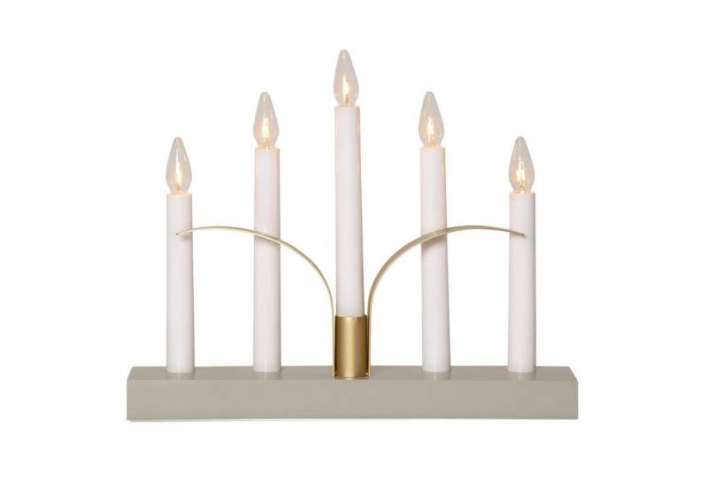 MARELIDA Fensterleuchter Fensterleuchter 5flammig E10 Glühlampen Weihnachsbeleuchtung 25cm grau, Glühlampe von MARELIDA