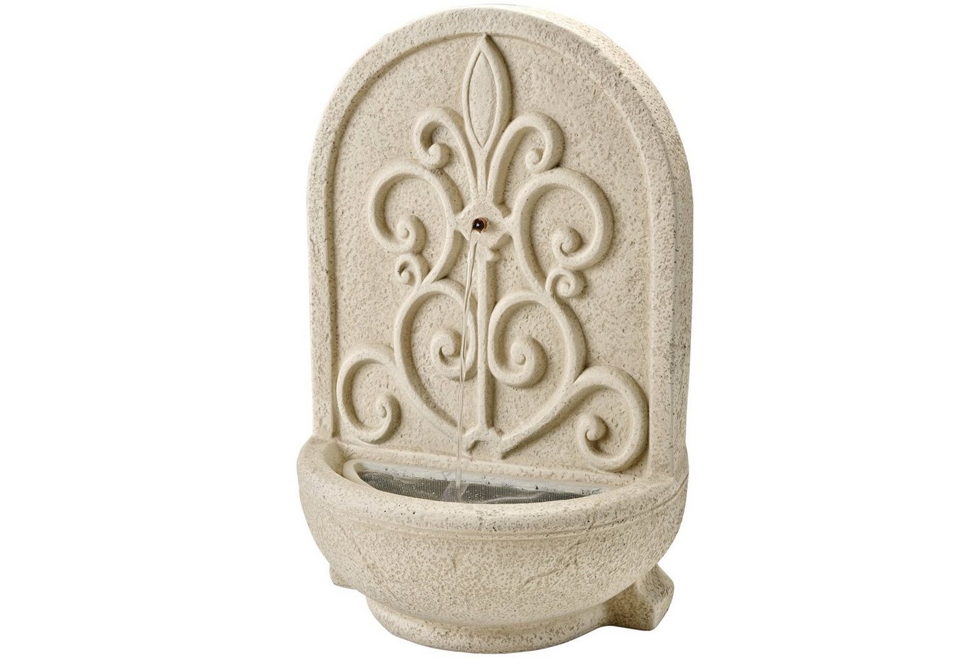 MARELIDA Gartenbrunnen Brunnen rund Wandbrunnen Standbrunnen beige Zierbrunnen 54cm, 36 cm Breite von MARELIDA