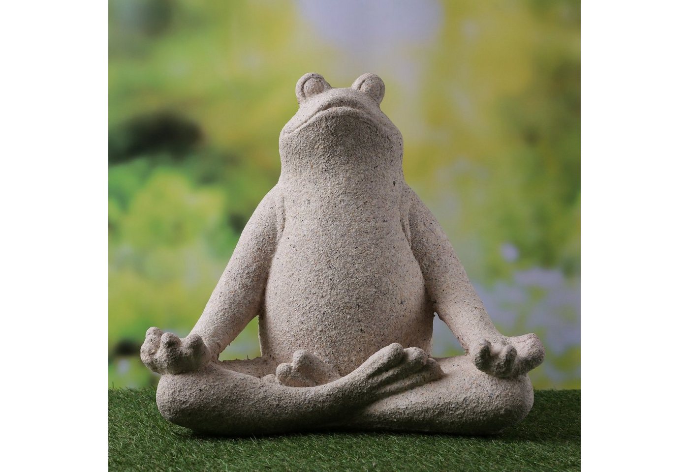 MARELIDA Gartenfigur Dekofigur Yoga Frosch Schneidersitz Meditation Wellness Relax Garten, (1 St) von MARELIDA
