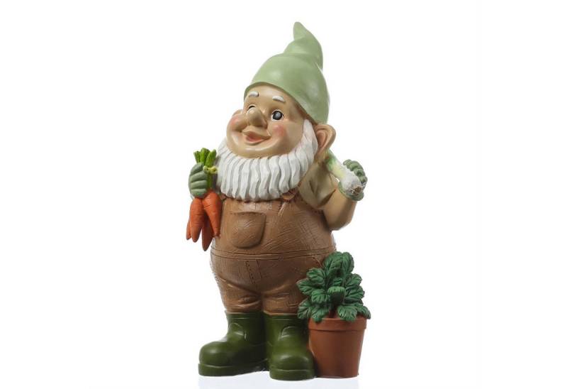 MARELIDA Gartenzwerg BERT Gärtner Zwerg mit Gemüse Polyresin Gartenfigur Gnom 29cm von MARELIDA