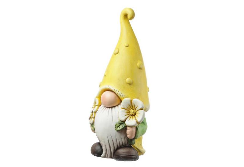 MARELIDA Gartenzwerg BERT Zwerg mit Blumen Polyresin Gartenfigur für Garten Balkon H: 45cm von MARELIDA