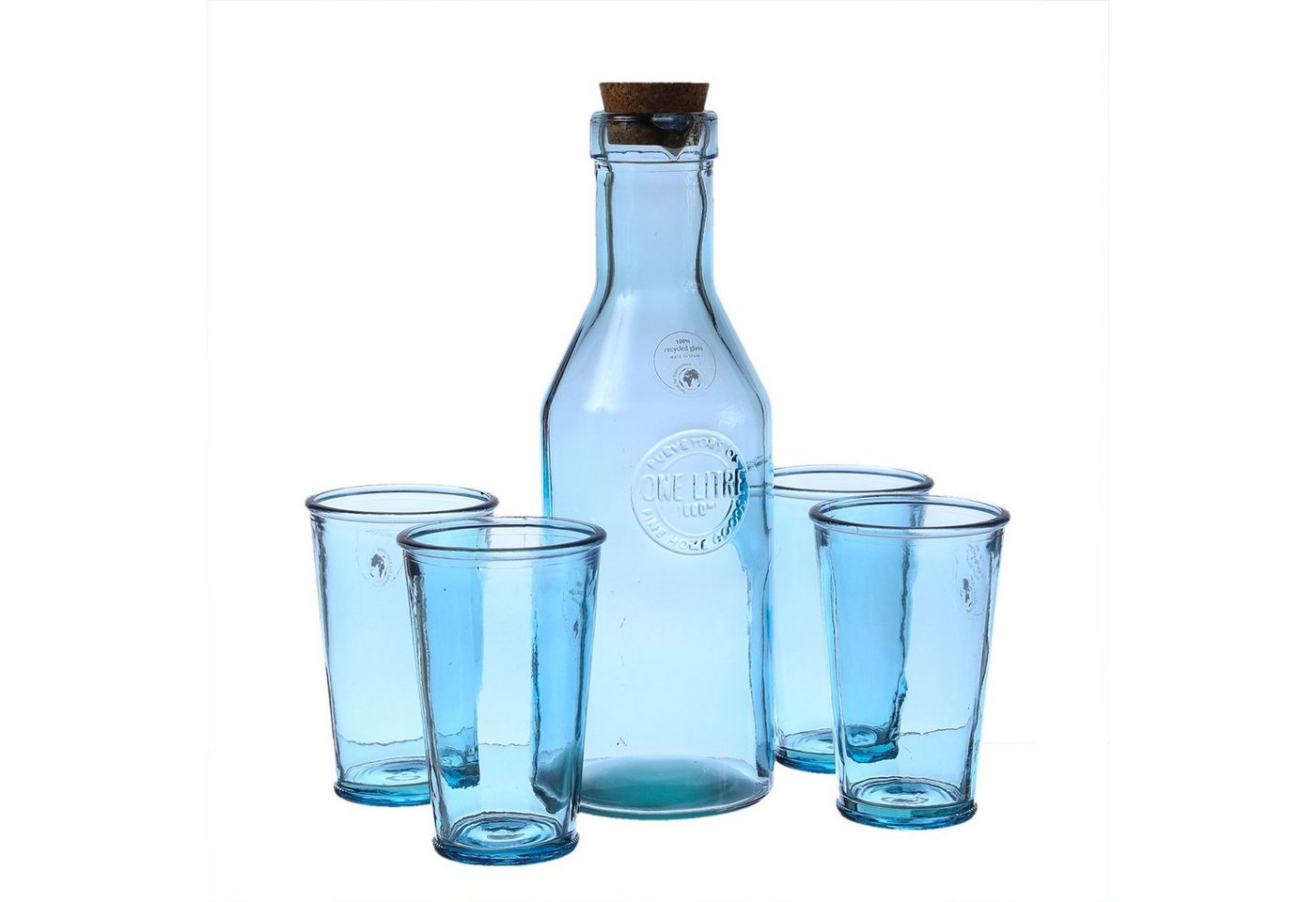 MARELIDA Gläser-Set Gläser-Set blau 5tlg. Getränke Karaffe Trinkgläser Wassergläser, Glas von MARELIDA