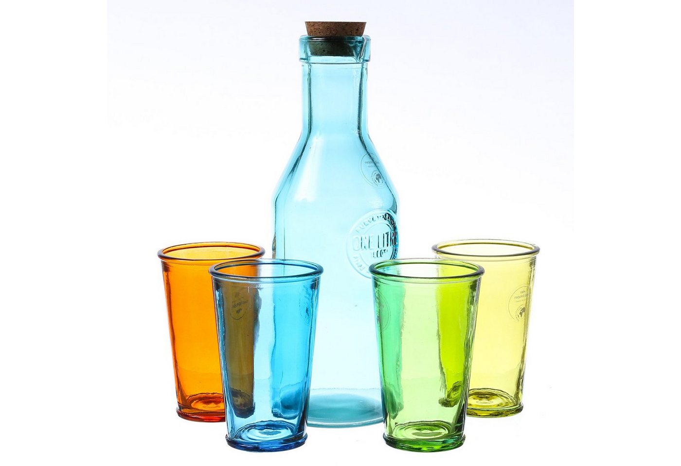 MARELIDA Gläser-Set Gläser-Set bunt 5tlg. Getränke Karaffe Trinkgläser Wassergläser, Glas von MARELIDA