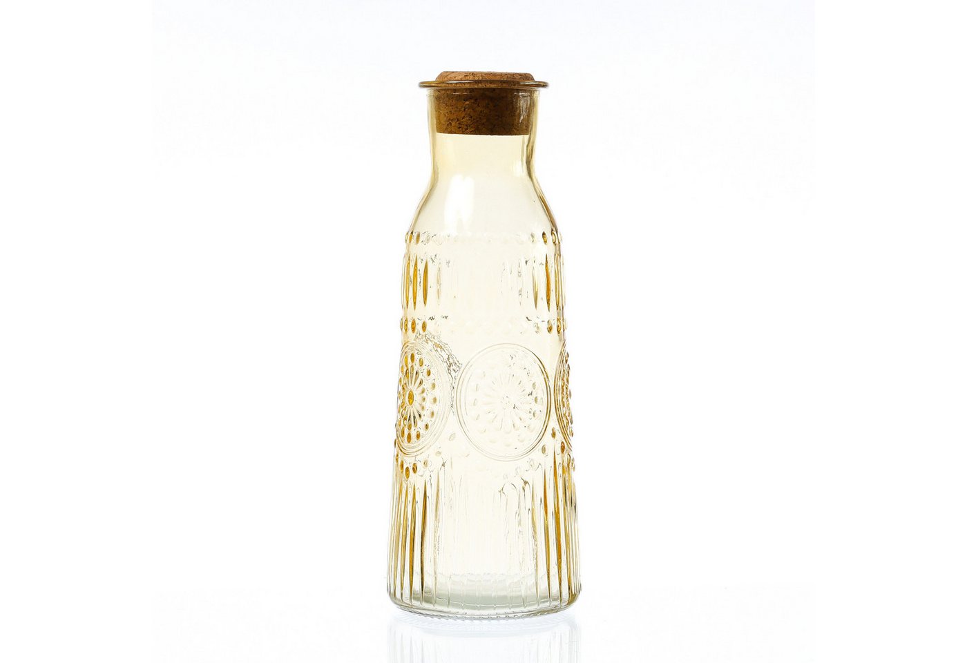 MARELIDA Karaffe Glaskaraffe Vintage Boho Blumenmuster Tee Saft Wasser Kanne 1l gelb MARELIDA Karaffe Glaskaraffe Vintage Boho Blumenmuster Tee Saft Wasser Kanne 1l gelb von MARELIDA