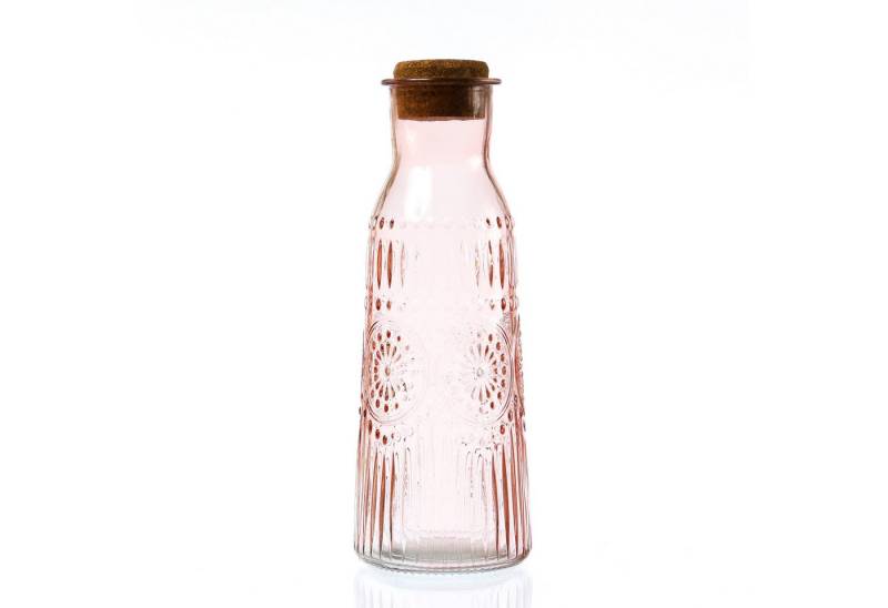 MARELIDA Karaffe Glaskaraffe Vintage Boho Blumenmuster Tee Saft Wasser Kanne 1l rosa MARELIDA Karaffe Glaskaraffe Vintage Boho Blumenmuster Tee Saft Wasser Kanne 1l rosa von MARELIDA
