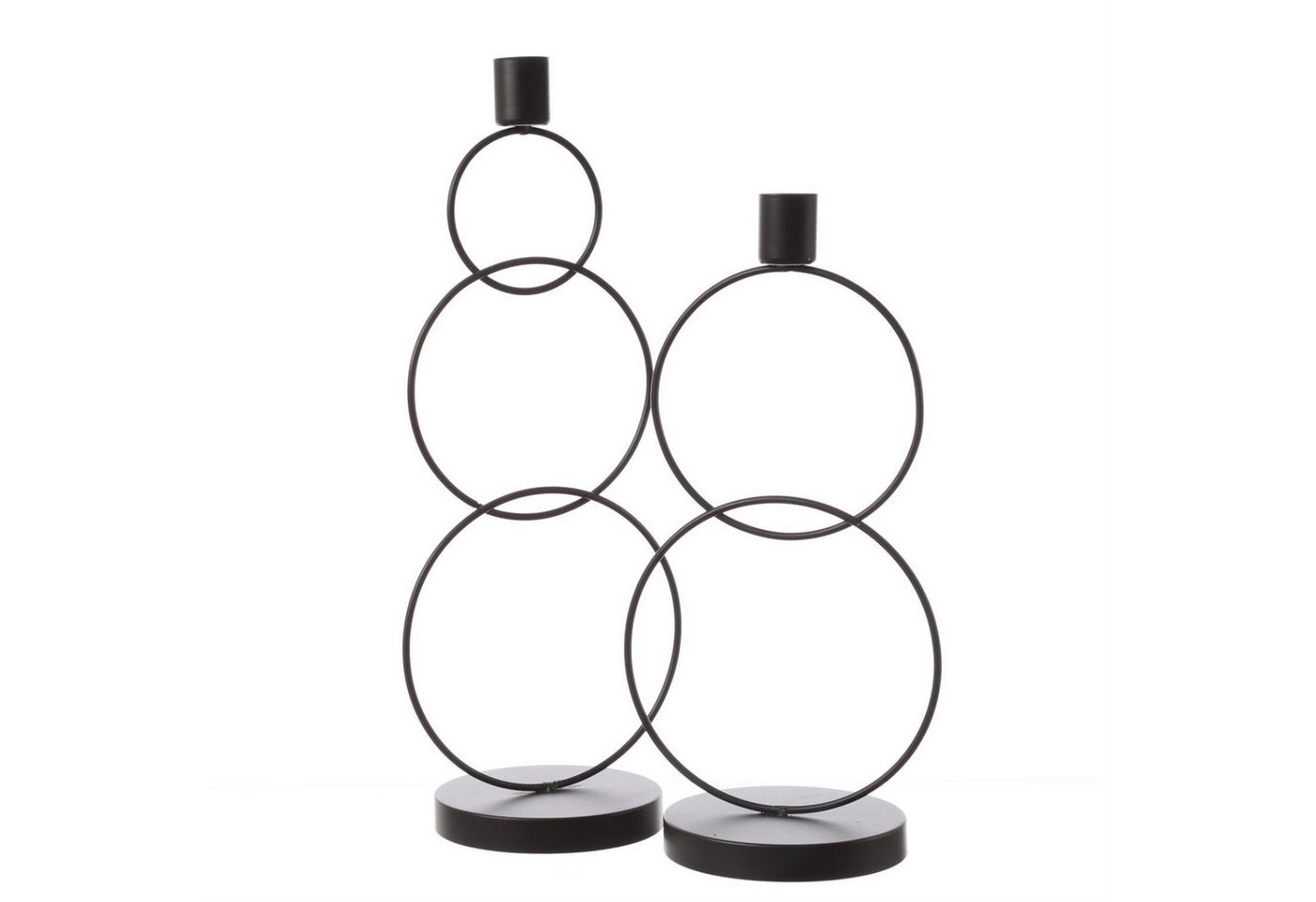 MARELIDA Kerzenhalter Stabkerzenhalter Kerzenständer 2 u. 3 Ringe Tafelkerzenhalter 2er Set (2 St) von MARELIDA