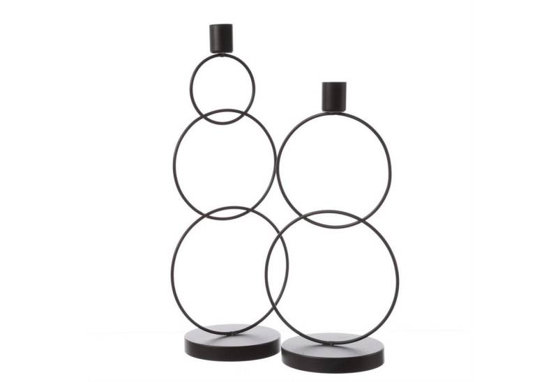 MARELIDA Kerzenhalter Stabkerzenhalter Kerzenständer 2 u. 3 Ringe Tafelkerzenhalter 2er Set (2 St) von MARELIDA