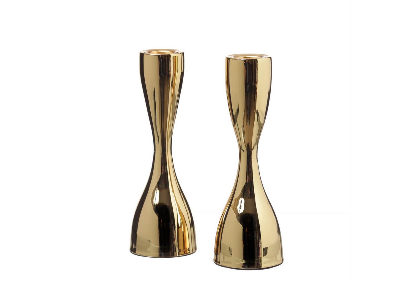 MARELIDA Kerzenhalter Stabkerzenhalter Kerzenständer Tafelkerzenhalter gold 18cm 2er Set (2 St) von MARELIDA