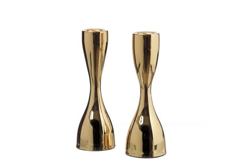 MARELIDA Kerzenhalter Stabkerzenhalter Kerzenständer Tafelkerzenhalter gold 18cm 2er Set (2 St) von MARELIDA