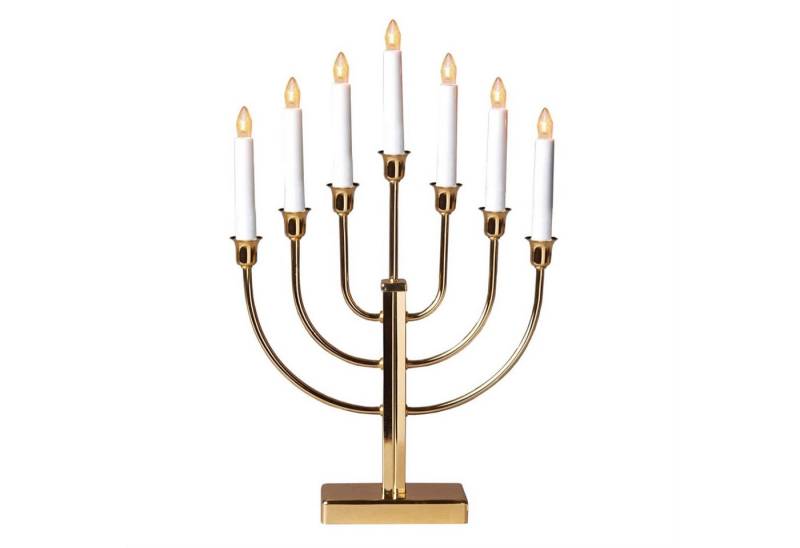 MARELIDA Kerzenleuchter Kerzenleuchter Kerzenhalter 7flammig warmweiße Glühlampen H: 47cm gold von MARELIDA