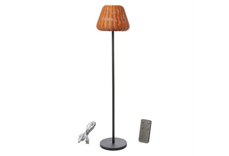 MARELIDA LED Außen-Stehlampe LED Garten Stehleuchte Korboptik Rattanoptik dimmbar aufladbar Fernb., LED Classic, warmweiß (2100K bis 3000K) von MARELIDA