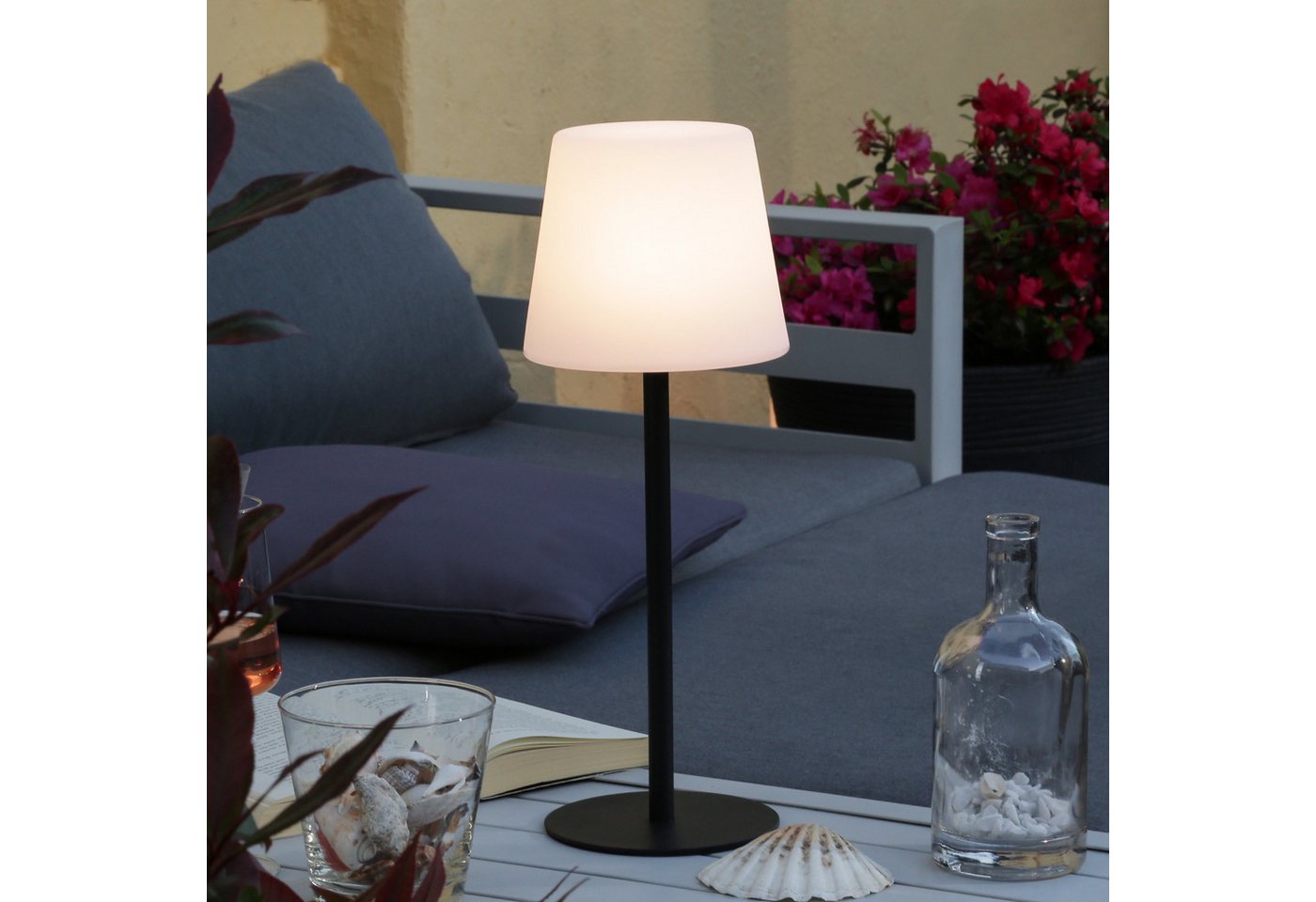 MARELIDA LED Außen-Tischleuchte LED Garten Tischleuchte für Außen Balkon 4 Helligkeitsstufen USB 40cm, LED Classic, warmweiß (2100K bis 3000K) von MARELIDA