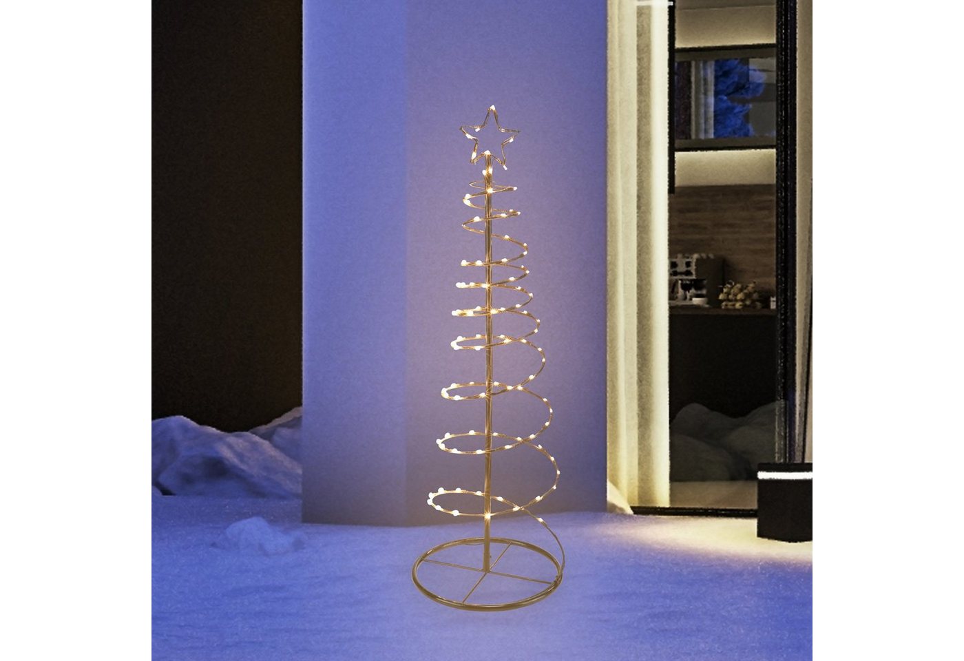 MARELIDA LED Baum LED Lichterbaum mit Stern Spiral Weihnachtsbaum 1,2m 100 LED für Außen Garten, LED Classic, warmweiß (2100K bis 3000K) von MARELIDA