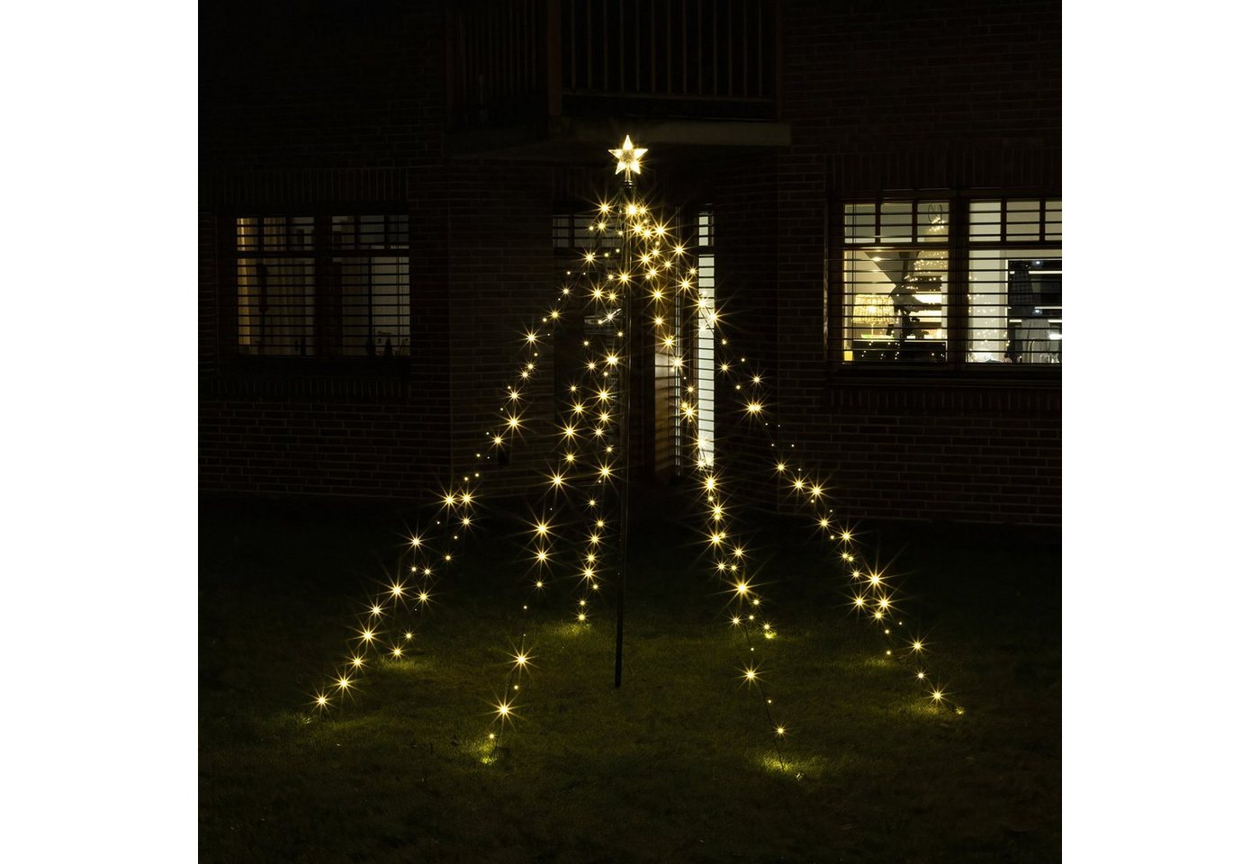 MARELIDA LED Baum LED Lichterbaum Stern Weihnachtsbaum 1,5m 200LED Lichterpyramide Außen, LED Classic, warmweiß (2100K bis 3000K) von MARELIDA
