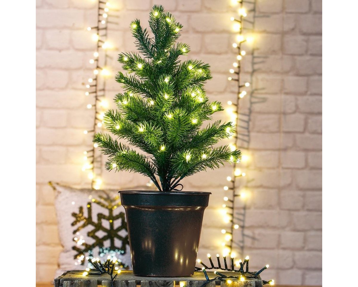 MARELIDA LED Baum LED Weihnachtsbaum Tannenbaum Tischbaum Blumentopf Batterie Timer, LED Classic, warmweiß (2100K bis 3000K) von MARELIDA