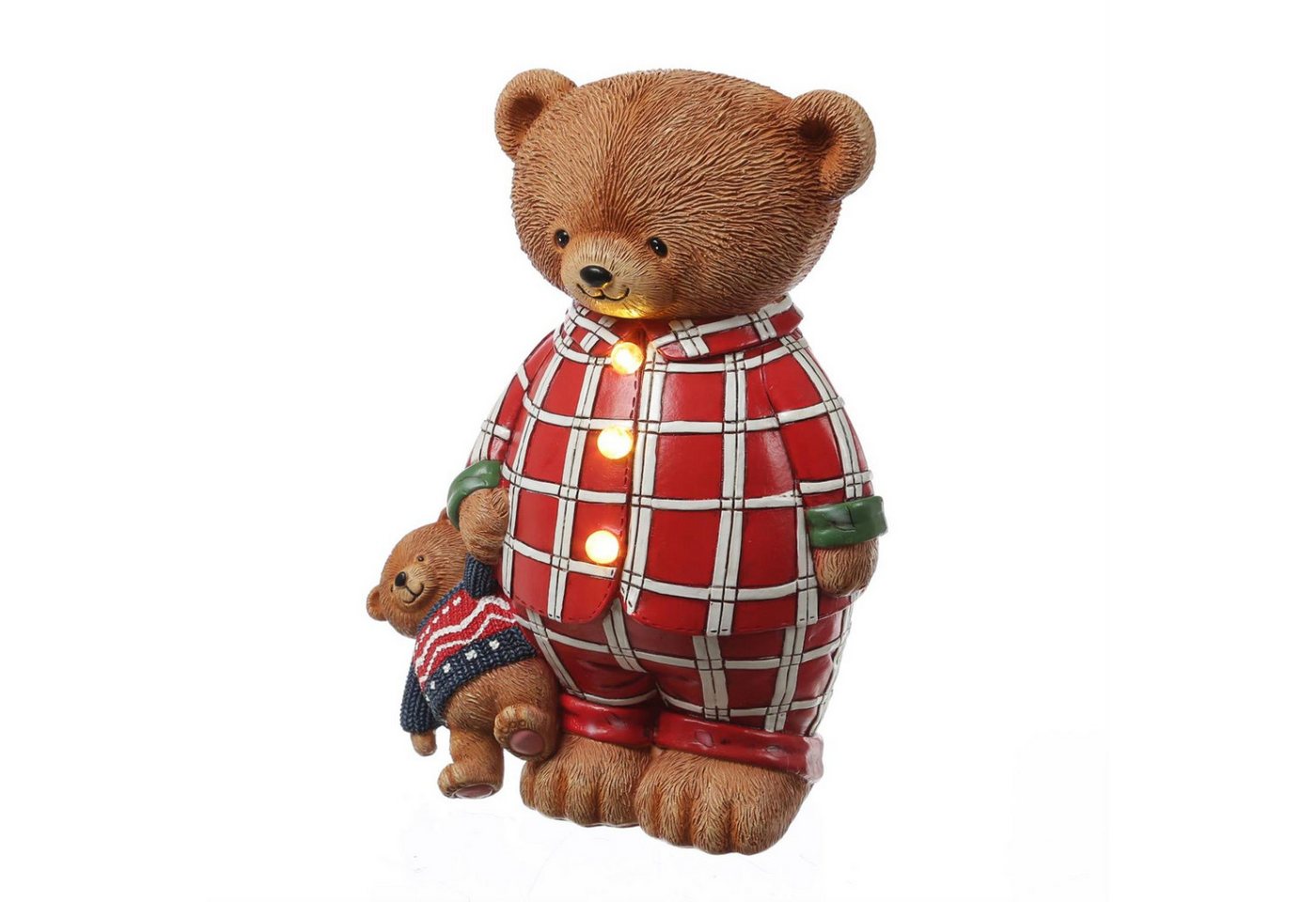 MARELIDA LED Dekofigur LED Bär Teddybär im Schlafanzug Weihnachtsdeko Dekofigur Batterie 24cm, LED Classic, warmweiß (2100K bis 3000K) von MARELIDA