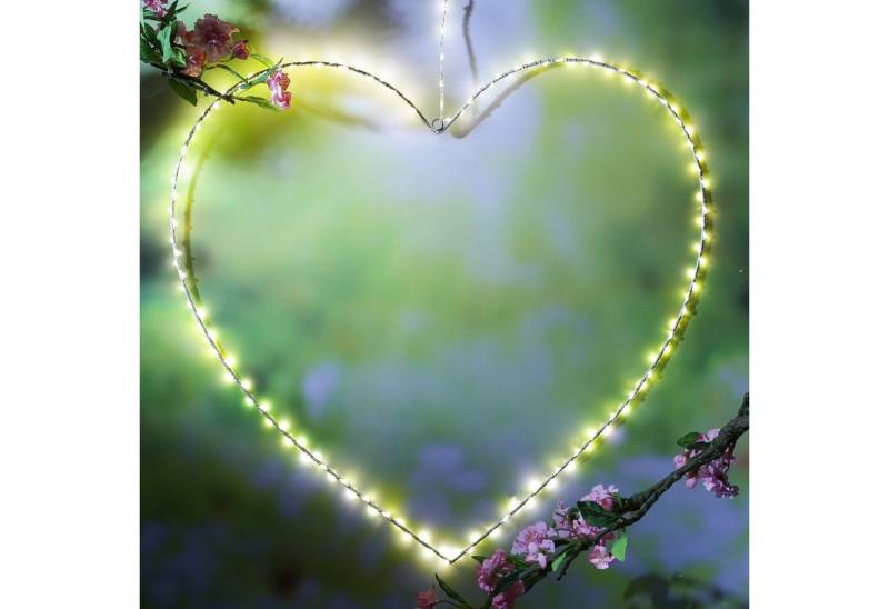 MARELIDA LED Dekolicht LED Herz Metallherz Drahtherz 160LED Leuchtherz 60cm für Innen/außen, warmweiß (2100K bis 3000K) von MARELIDA