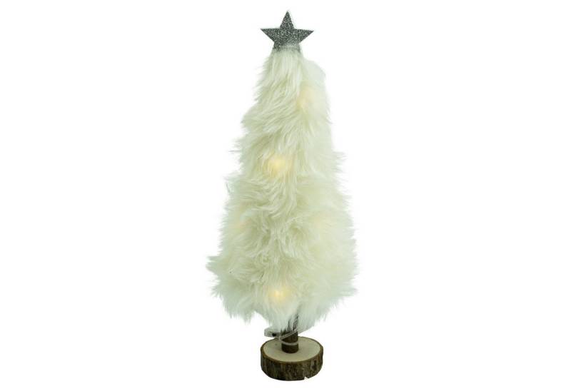 MARELIDA LED Dekoobjekt LED Dekobaum PLÜSCH mit Sternspitze Plüschfell leuchtend 27,5cm von MARELIDA