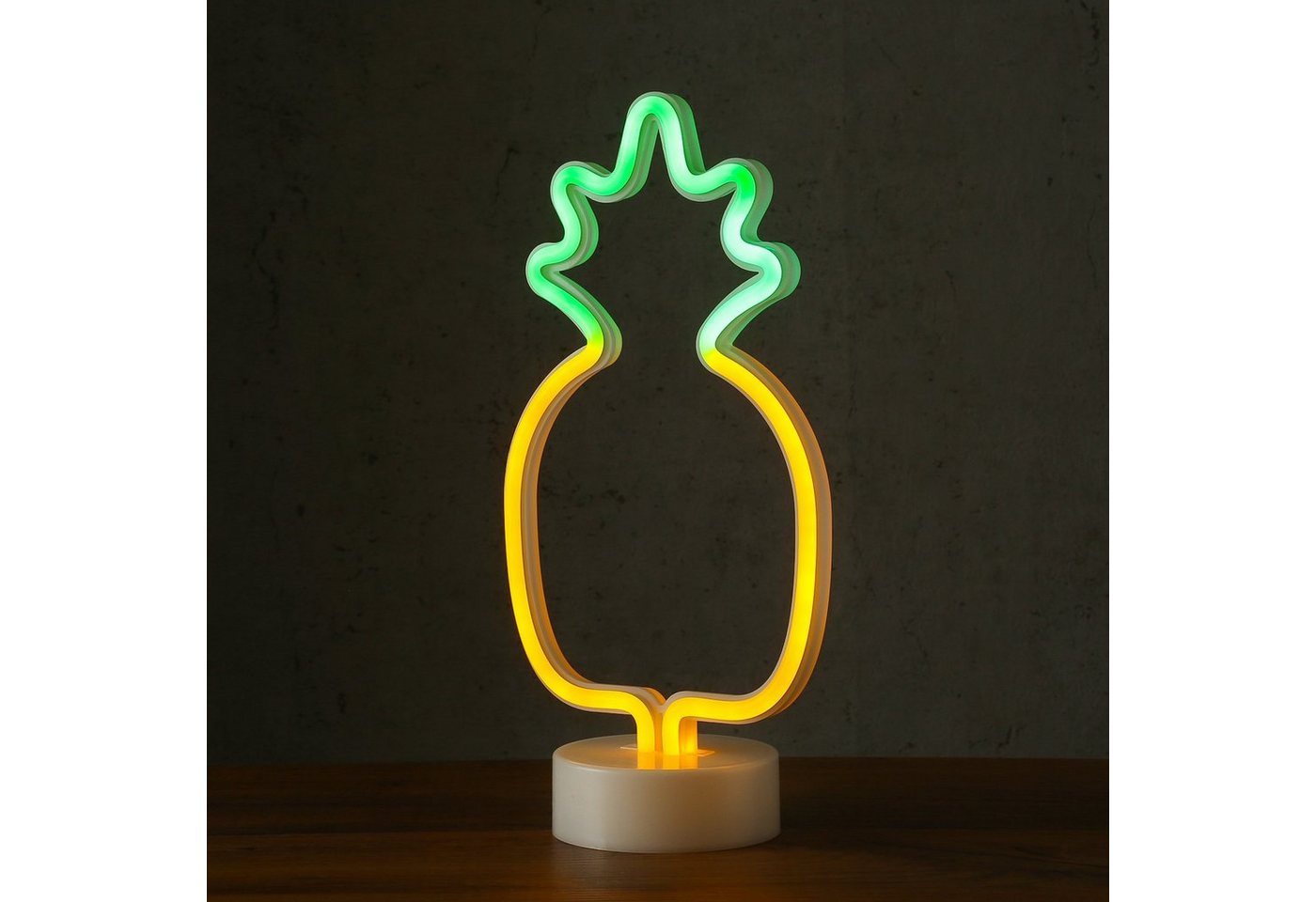 MARELIDA LED Dekoobjekt LED Neonlampe ANANAS Silhouette Dekoleuchte Batteriebetrieb stehend, gelb von MARELIDA