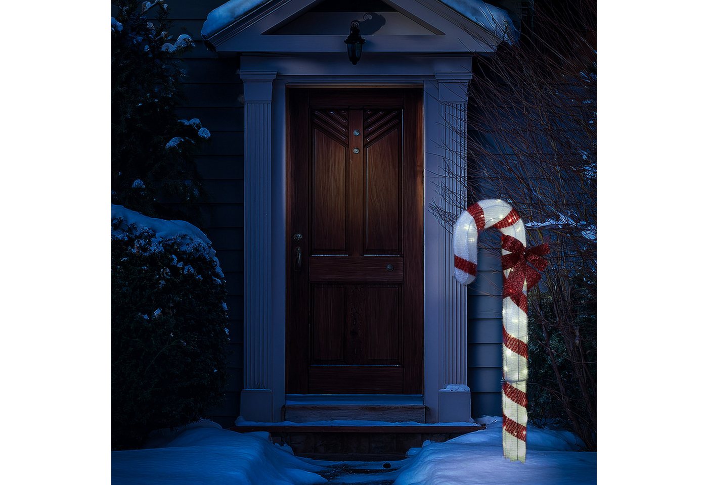 MARELIDA LED Dekoobjekt LED Zuckerstange mit Schleife XL Gartendeko Außen Weihnachtsdeko 1,2m, LED Classic, warmweiß (2100K bis 3000K) von MARELIDA