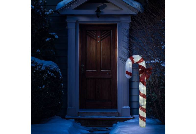 MARELIDA LED Dekoobjekt LED Zuckerstange mit Schleife XL Gartendeko Außen Weihnachtsdeko 1,2m, LED Classic, warmweiß (2100K bis 3000K) von MARELIDA