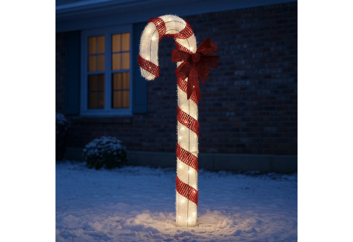 MARELIDA LED Dekoobjekt LED Zuckerstange mit Schleife XXL Gartendeko Außen Weihnachtsdeko 1,5m, LED Classic, warmweiß (2100K bis 3000K) von MARELIDA