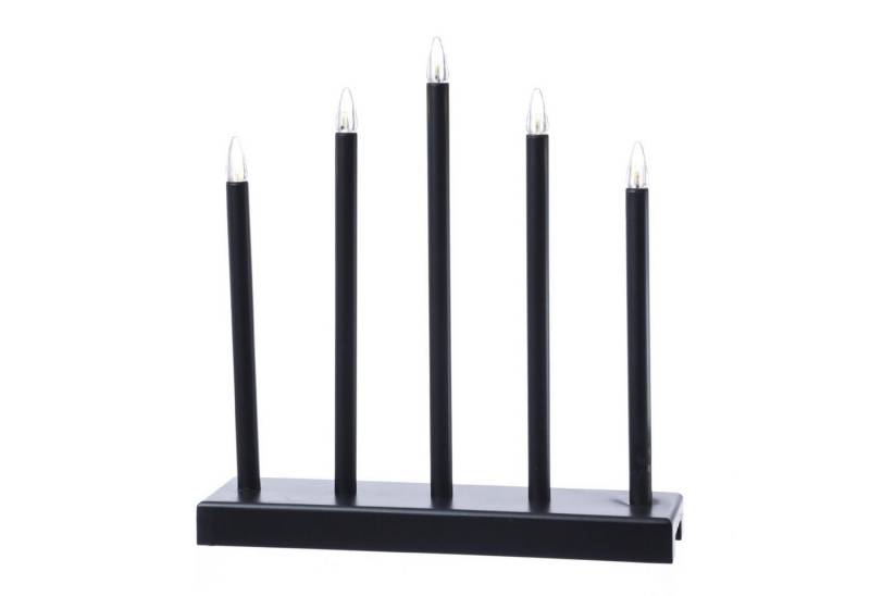 MARELIDA LED Fensterleuchter Holy Deko Weihnachsbeleuchtung 5flammig H: 40cm Timer Batterie schwarz, LED Classic, warmweiß (2100K bis 3000K) von MARELIDA