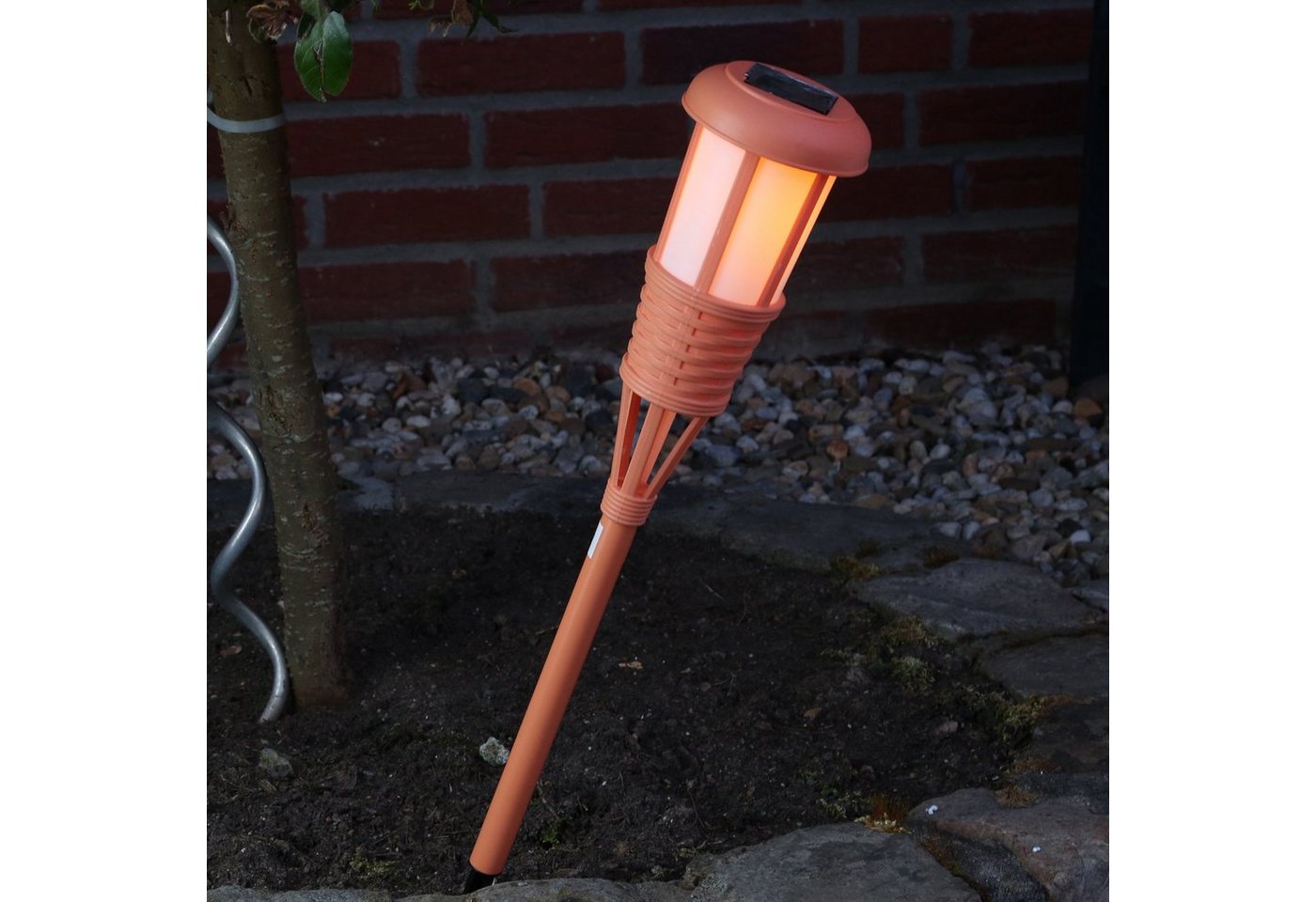 MARELIDA LED Gartenfackel LED Solar Garten Fackel Flamme Feuereffekt 61cm Wegleuchte orange, LED Classic, gelb von MARELIDA