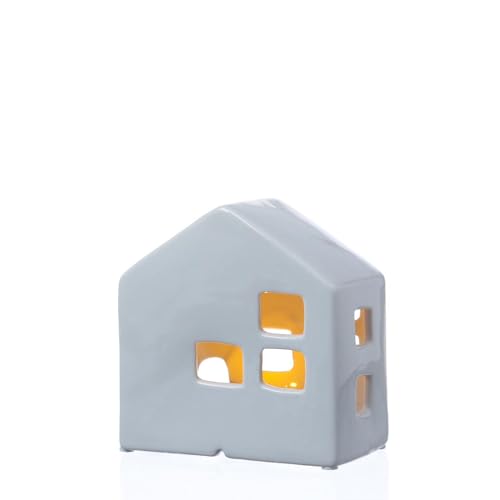 MARELIDA LED Haus - Porzellan Lichthaus - warmweiße LED - H: 13cm - inkl. Batterie - für Innen - weiß von MARELIDA